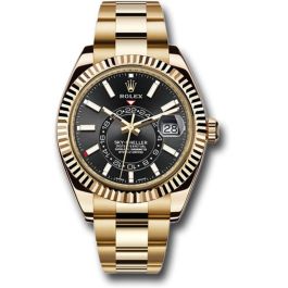Rolex Sky-Dweller 42mm Oyster 326938 Yellow Gold Watch Black Index Dial  Never Worn